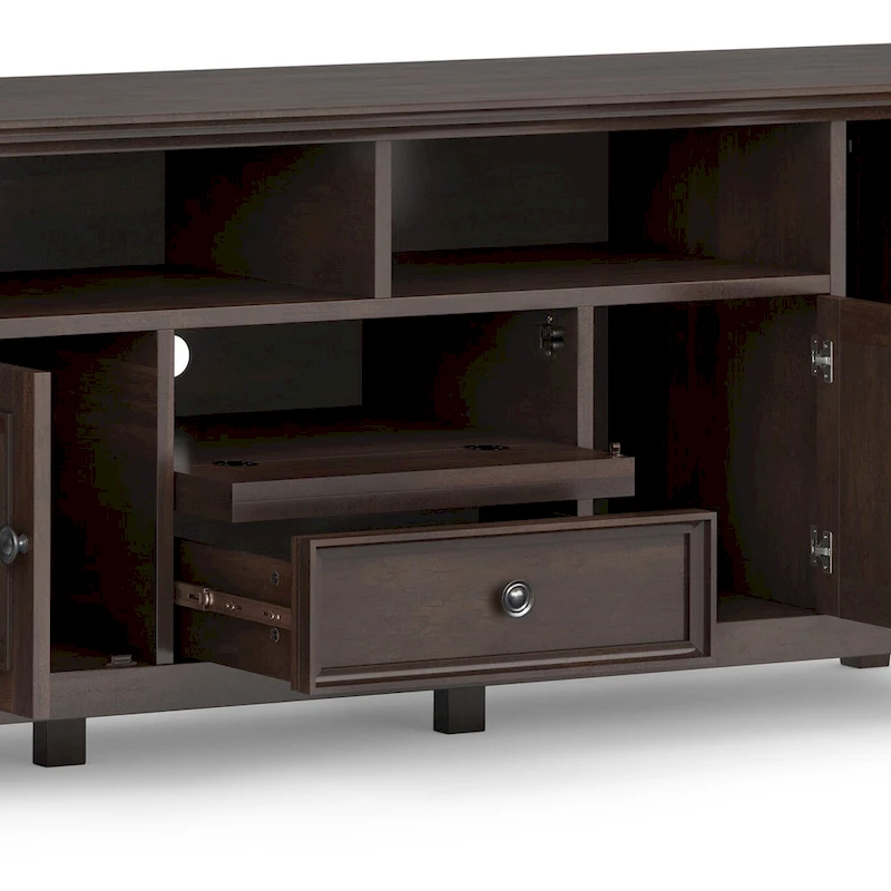 WYNDENHALL Halifax 72 inch Wide Solid Wood Transitional TV Stand - 72w x 19d x 26 h