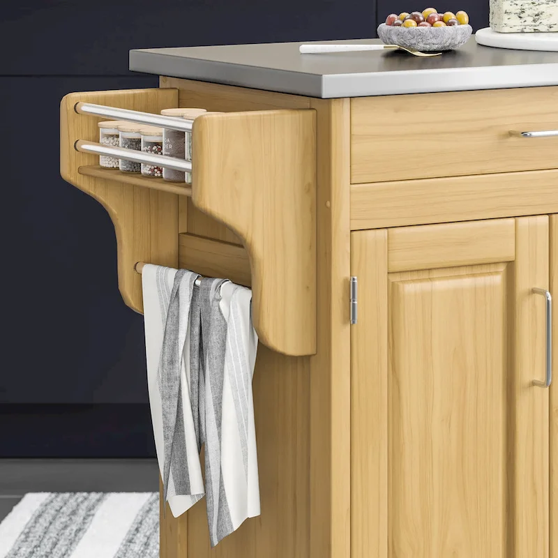 Homestyles Create-a-Cart Natural Mobile Kitchen Cart with Stainless Steel Top