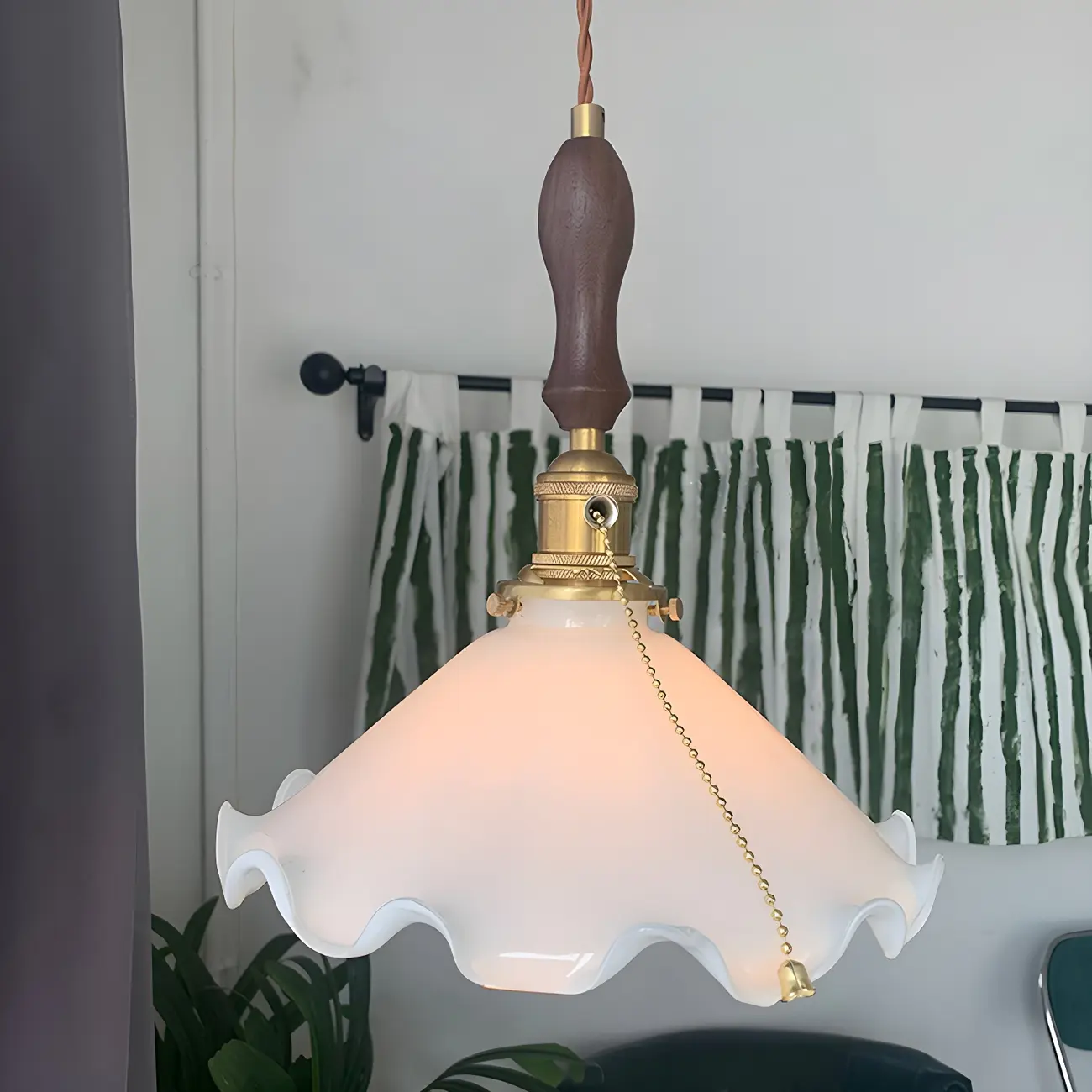 Modern Gold Accent Glass Flower Pendant Light