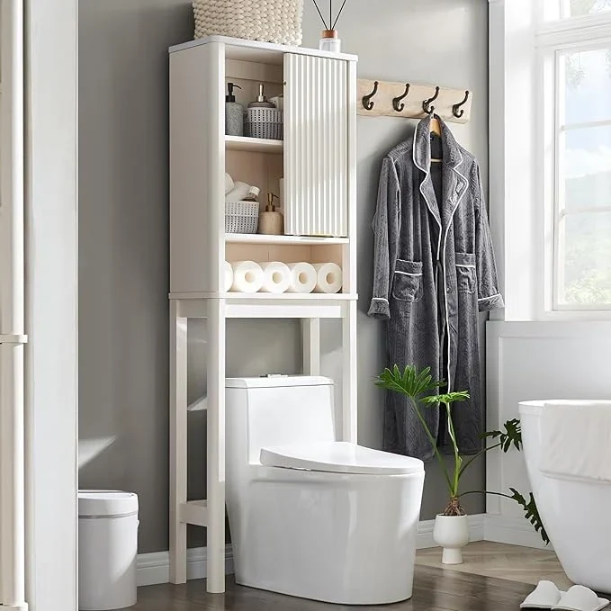 68 Tall Modern Over The Toilet Storage Cabinet, Tall Wood Space Saver