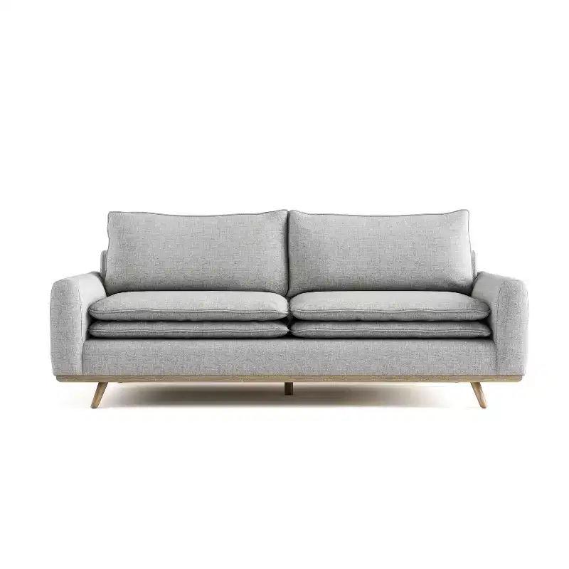 HOMES: Inside + Out Gubera 82" Mid-Century Sofa Cotton Linen Blend Upholstery with Feather Blend Cushions