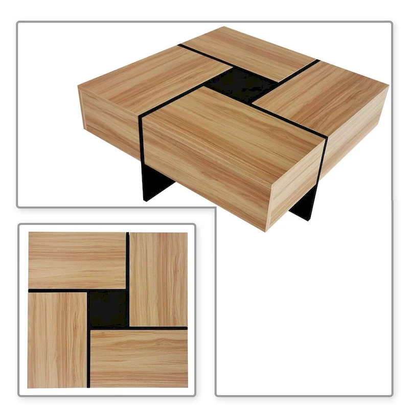 Unique Stylish Wooden Coffee Table with Sliding Extended Table Top