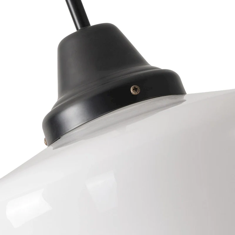 Modern Black 1-Light Pendant Light Fixture with Opal Glass Shade