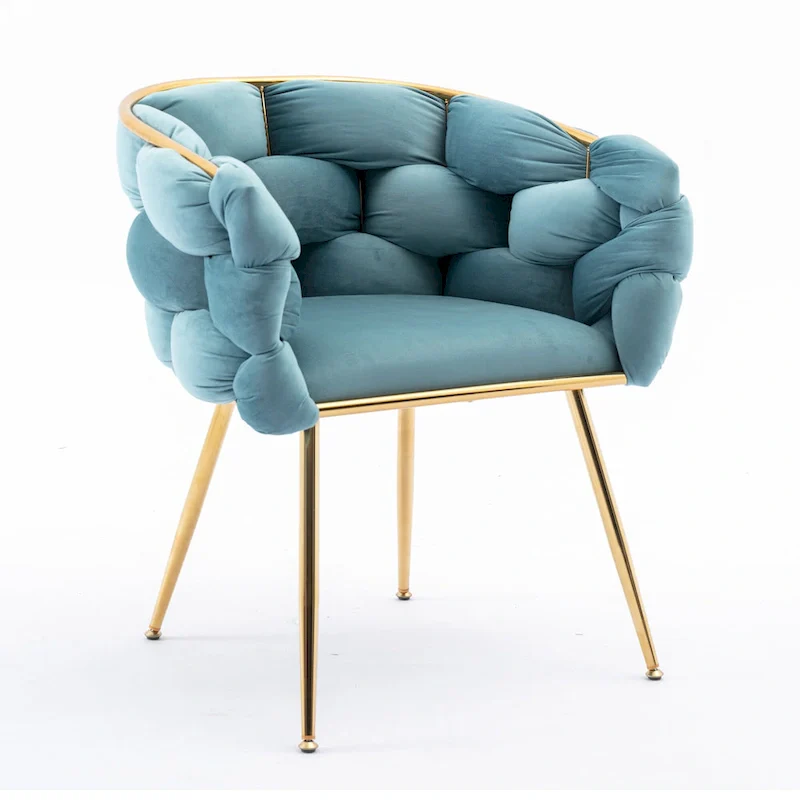 Blue Modern 28.7 Velvet Upholstered Accent Chair with Gold - Plated Metal Legs