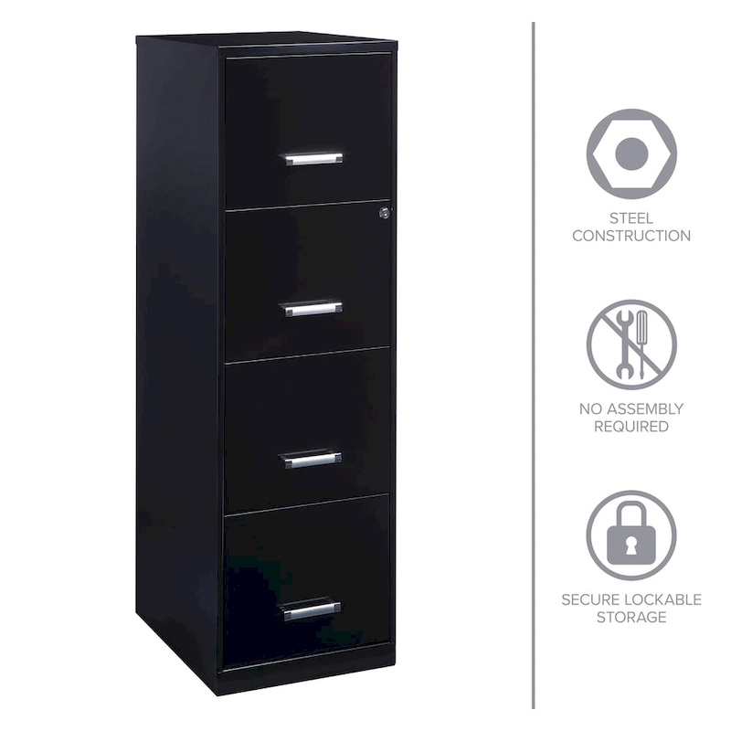 Space Solutions 18-inch Deep 4-drawer Black Metal File Cabinet