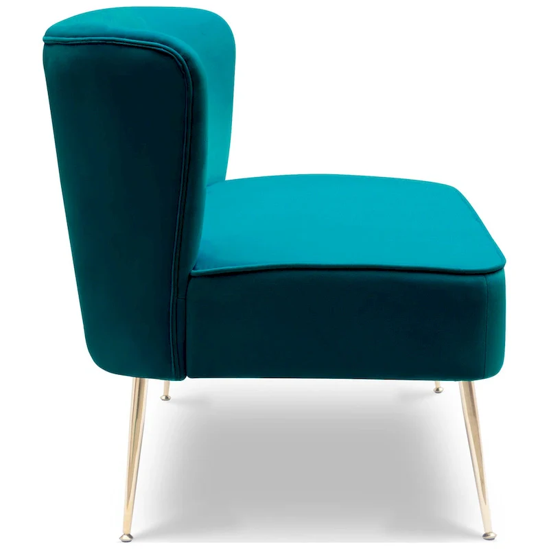 Upholstered Velvet Polyester 46 Wide Loveseat - Armless/ Scalloped Back