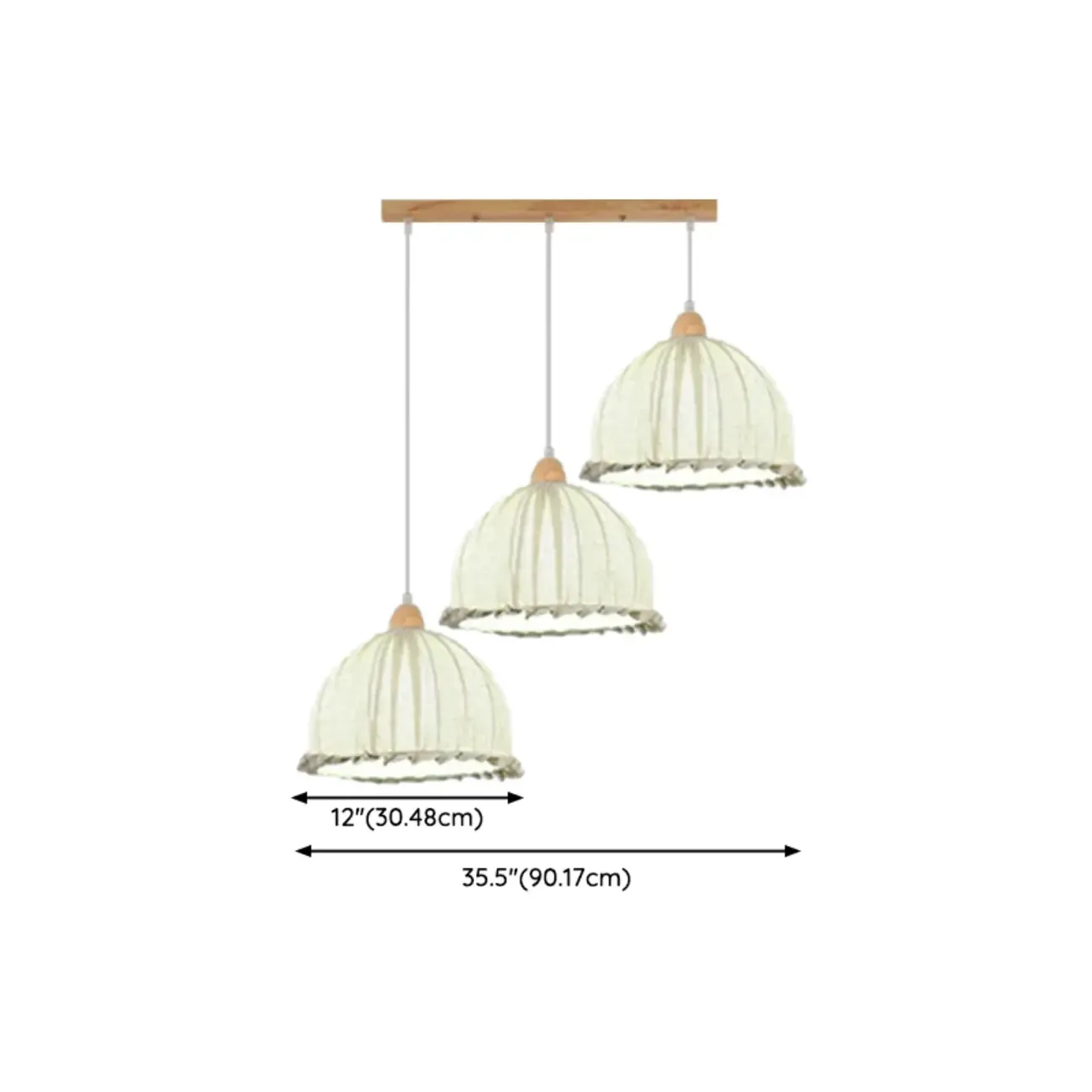 Glass Shade Wood Kitchen Island Pendant Light Adjustable Length