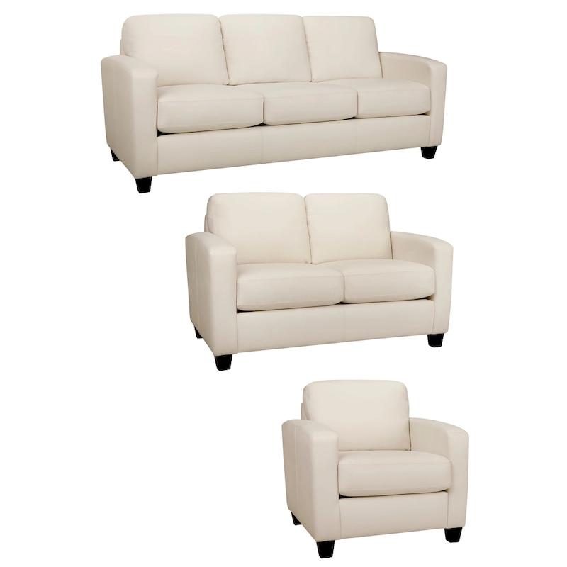 Bryce Italian Top Grain Leather Sofa, Loveseat and Chair Set