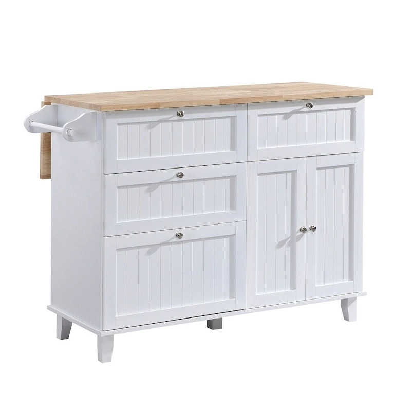 Farmhouse Kitchen Island Set with Drop Leaf Top and 2 Seatings