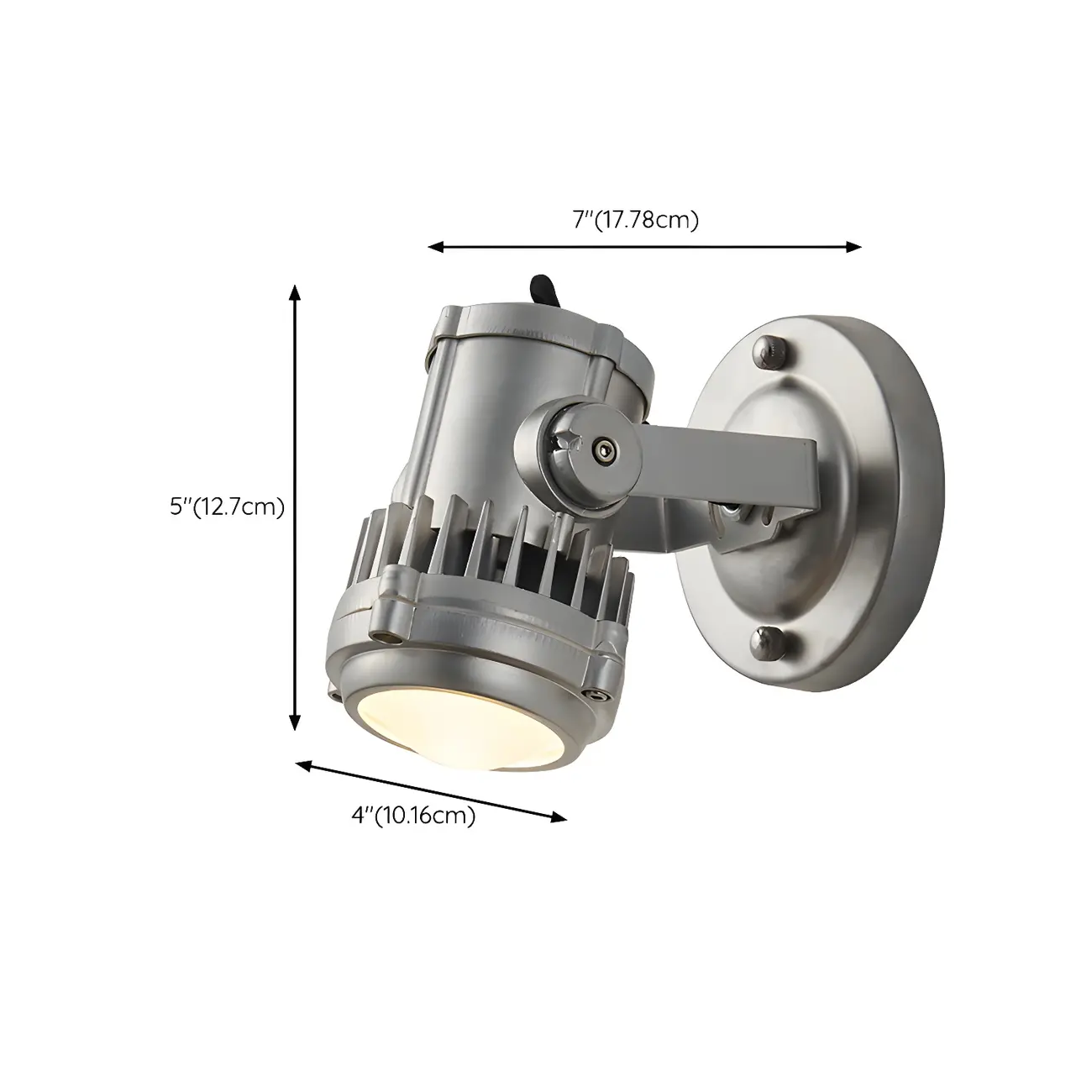 Industrial Metal Silver Prismatic Glass Swing Arm Wall Light