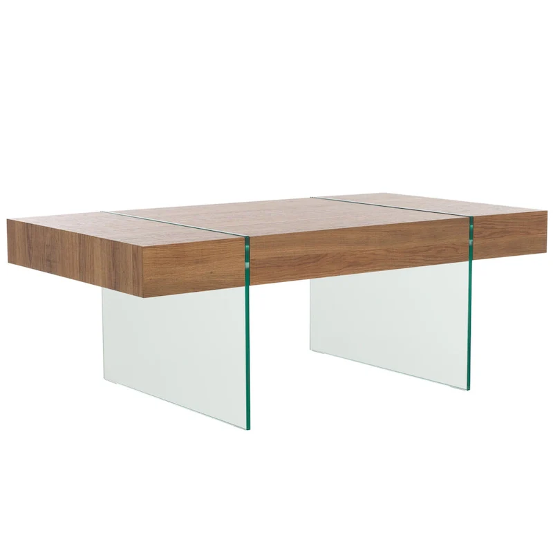 SAFAVIEH Pluma Glass Leg Rectangular Coffee Table - 43.3 W x 23.6 L x 15.7 H - 43Wx24Dx16H
