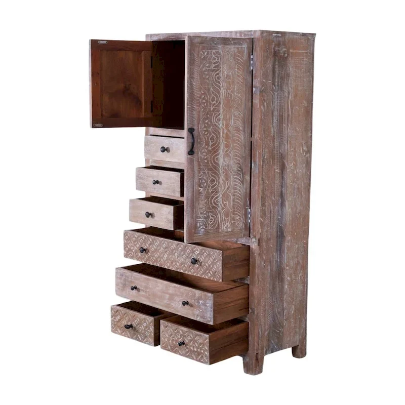 Maadze Solid Wood Freestanding Wardrobe Cabinet - N/A