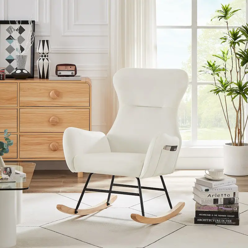 Teddy Fabric Rocking Chair for Living Room