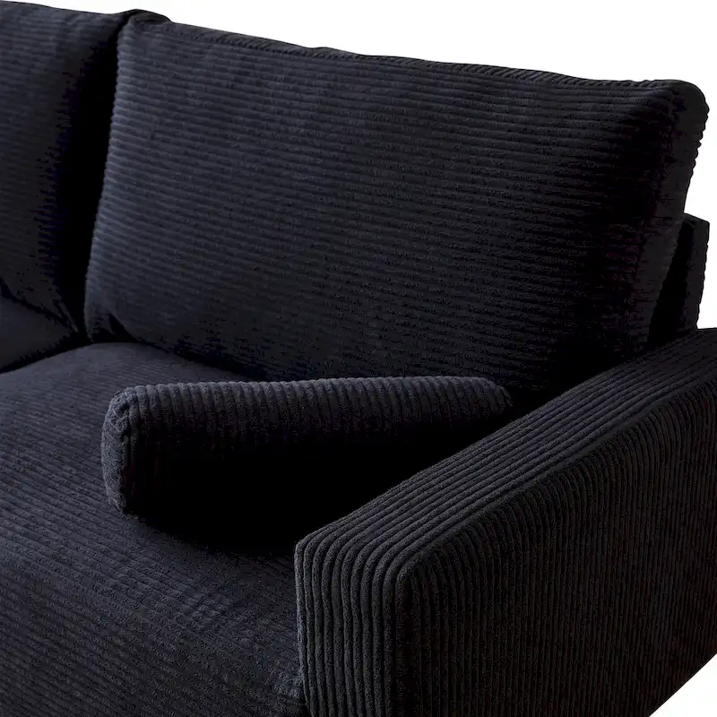 HOOOWOOO Mid-Century Modern Upholstered Sofa Couch with Rolled Pillows