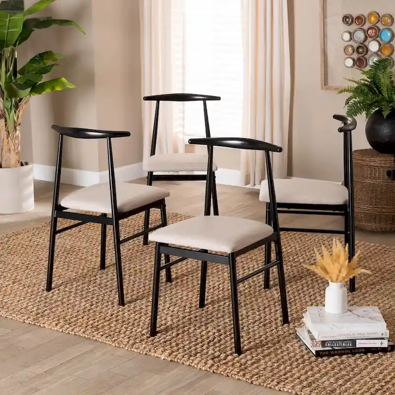 Arnold Modern Industrial Fabric and Metal 4-Piece Dining Chair Set