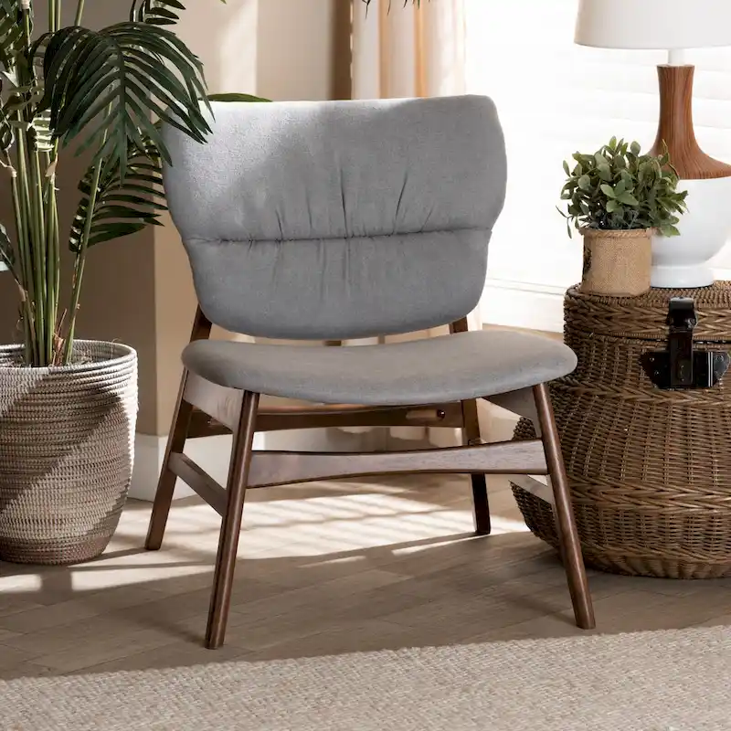 Benito Mid-Century Modern Transitional Fabric and Wood Accent Chair