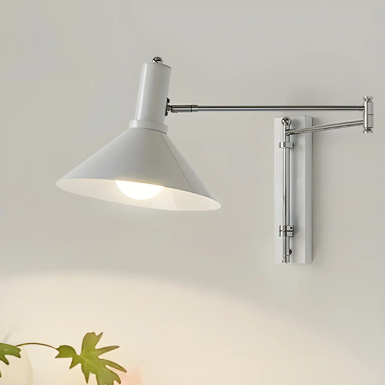 Metal Swing Arm Wall Light with Iron Shade