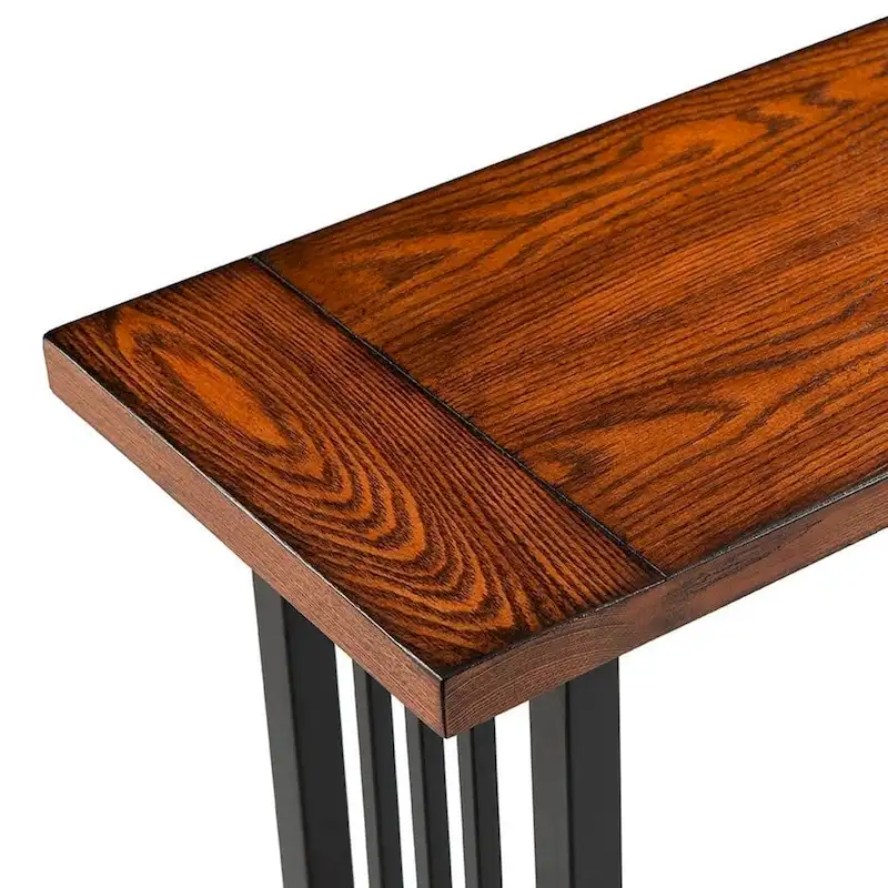 Leick Home Peter Matte Black Slatted Mission Oak Hall Stand