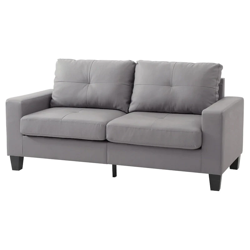 Newbury 71 in. W Flared Arm Faux Leather Straight Sofa - 32L x 71W x 36H