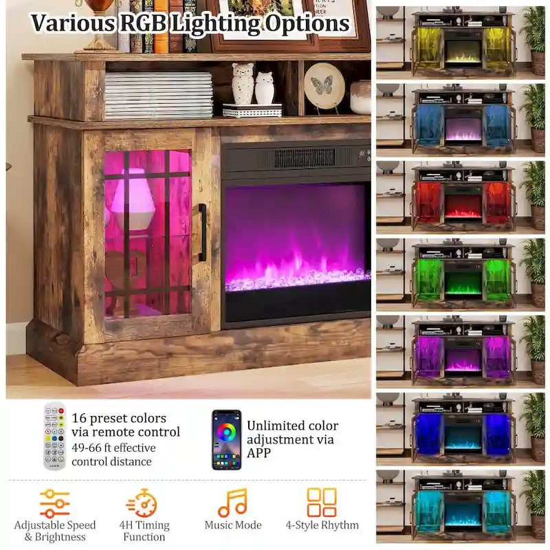 Costway TV Stand with Electric Fireplace LED Lights Remote Controls - See Details