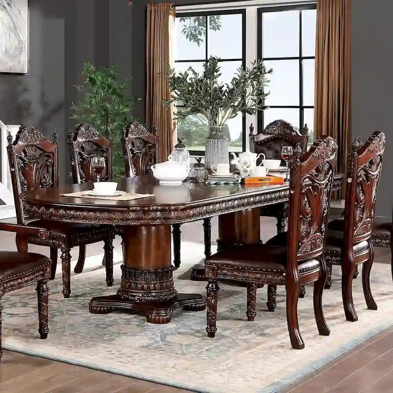 Furniture of America Abeena Traditional Cherry Solid Wood 7-Piece Expandable Dining Table Set