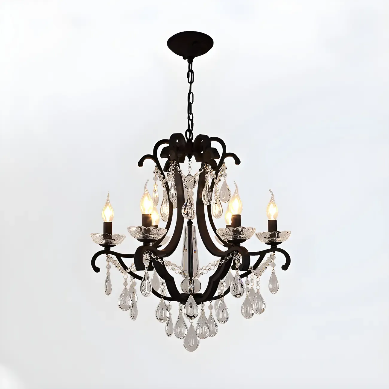 Traditional Black Crystal Candlestick Chandelier