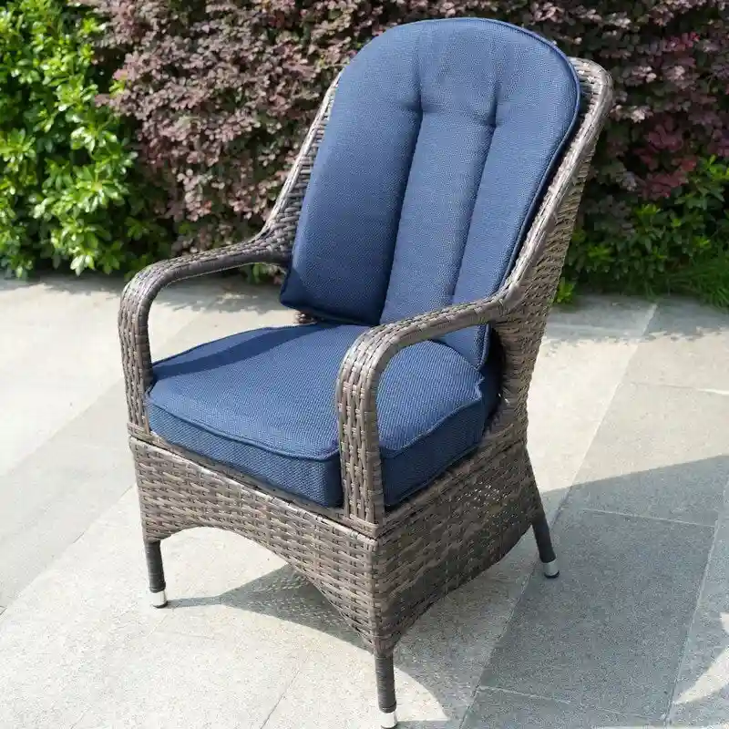 2-Piece Patio Brown Wicker Arm Chair with Cushion
