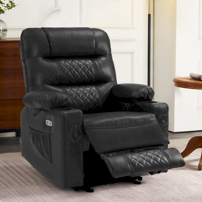 MCombo Electric Power Recliner Chair with Heat and Massage, Leather PR621