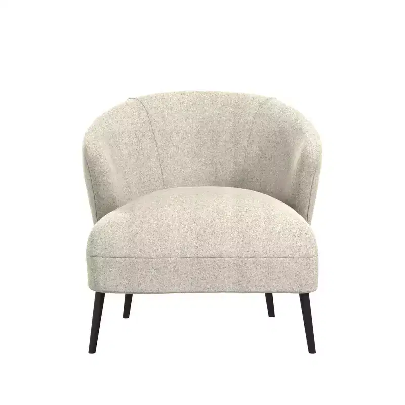 Navy / Tan Upholstered Barrel Accent Chair, Mid-Century Style, Seats 1