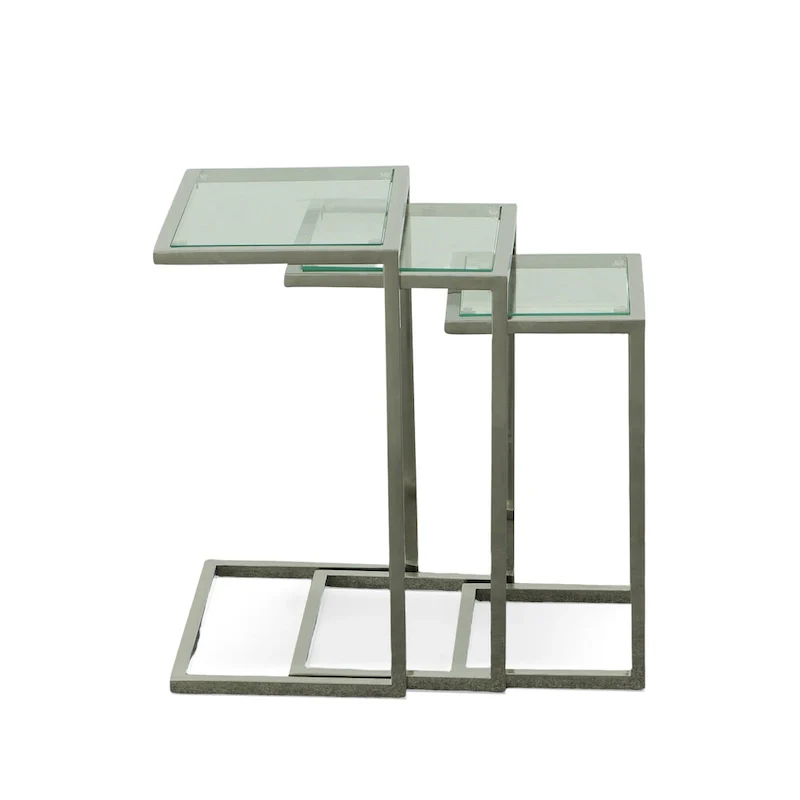 Carolina Living Addison Nesting Table Set - Glass Top - Chrome Base