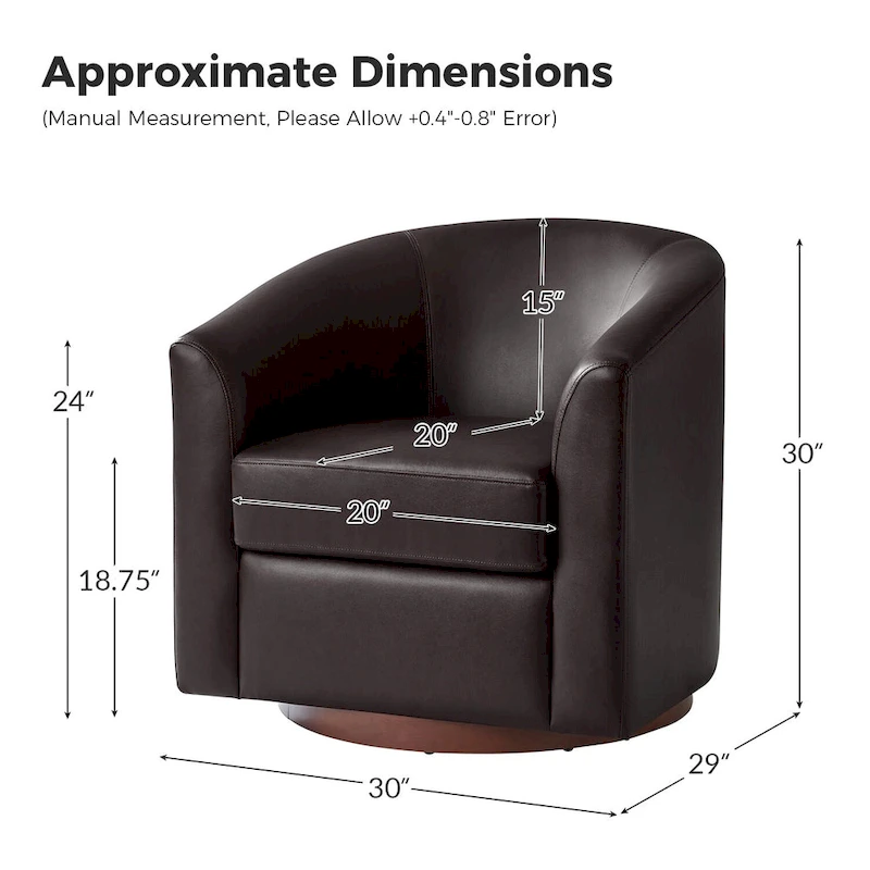 Haley Modern Swivel Barrel Faux Leather Chair with Solid Wood Base Set of 2 by HULALA HOME