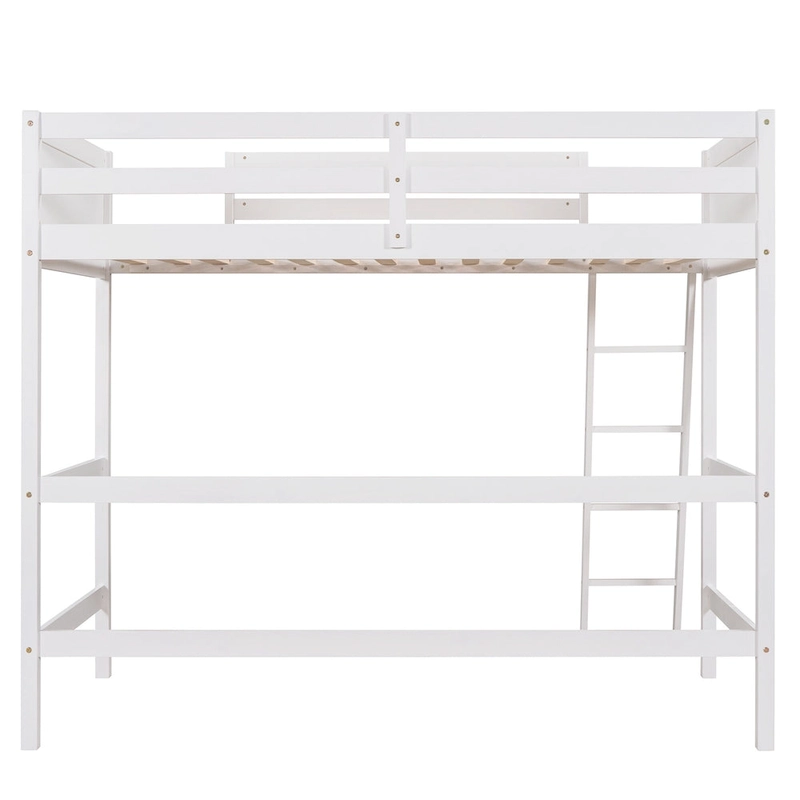 Twin Solid Wood Loft Bed with Ladder & Fence