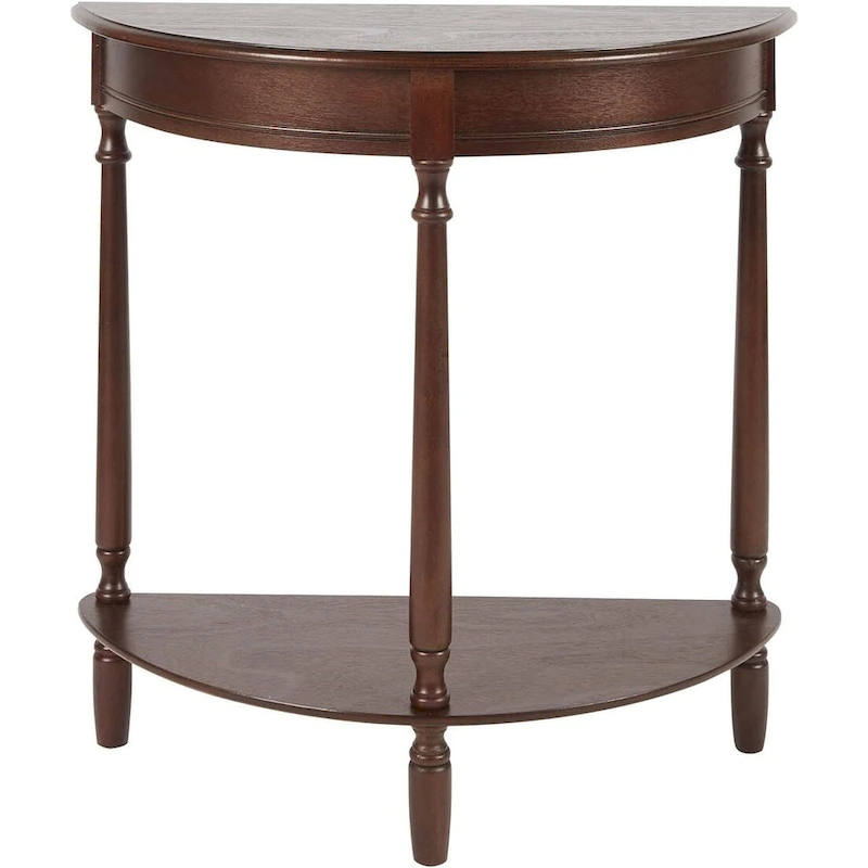 Simplify Half Round Accent Table, Walnut, 28.25w 11.8d 28.25h