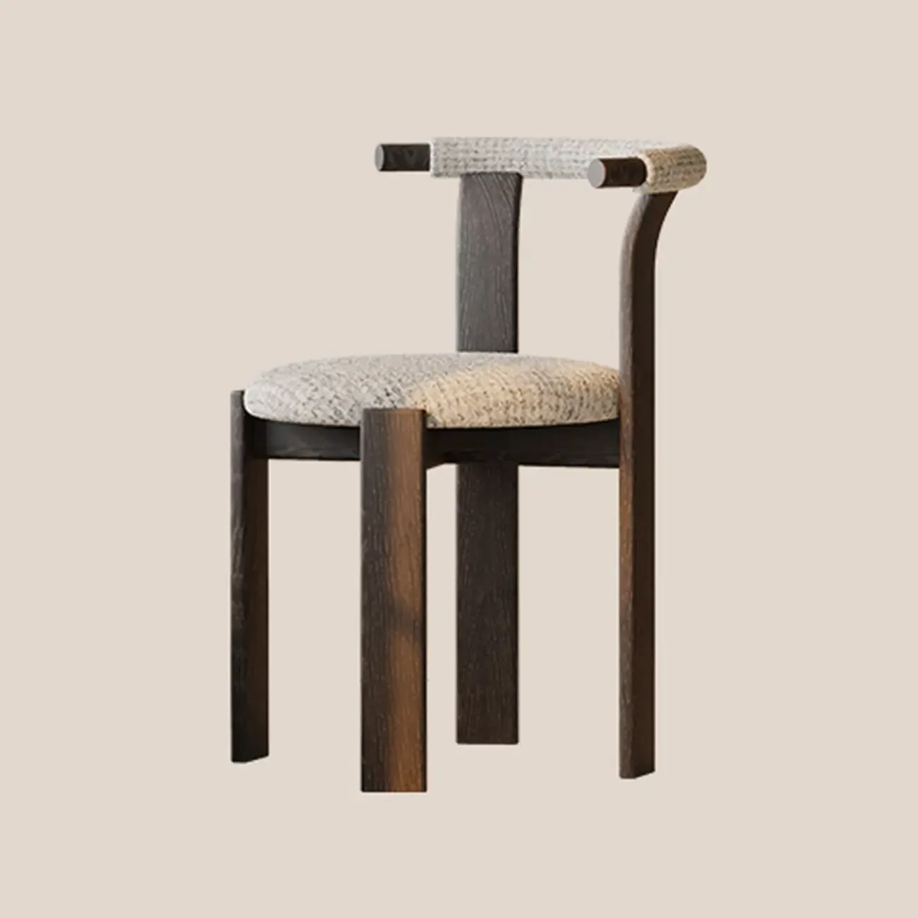 Elegant Open Back Upholstered Armless Wood Dining Chairs