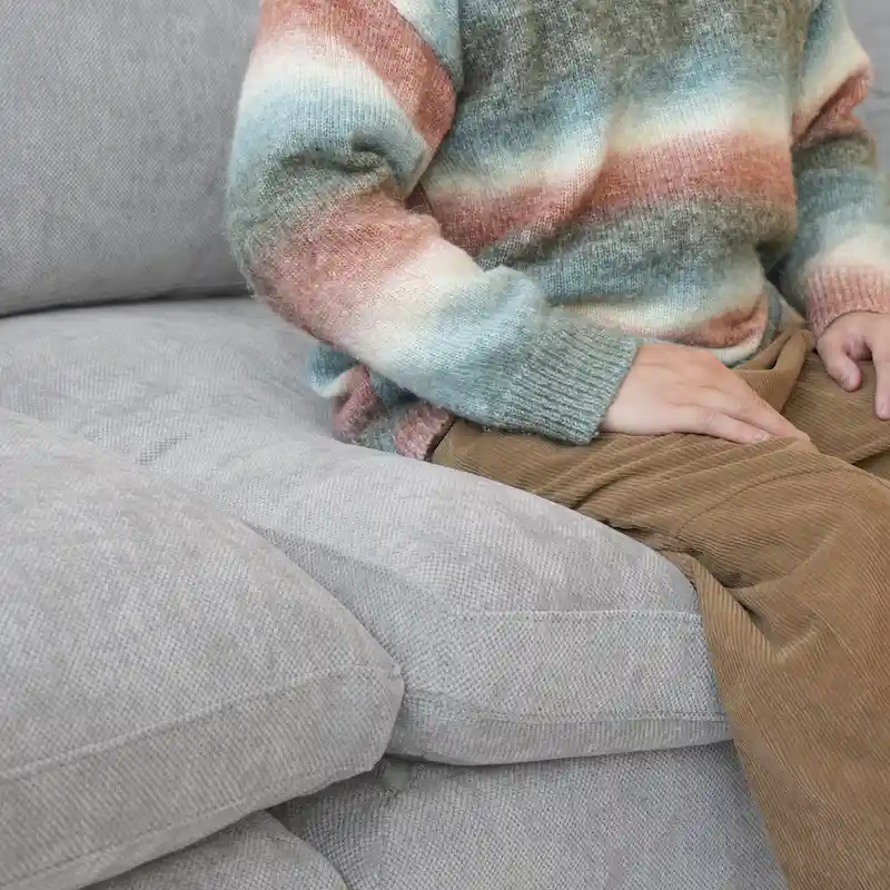 Modern Comfy Linen Sectional Sofa 3-Seater Down Filled Cloud Couch