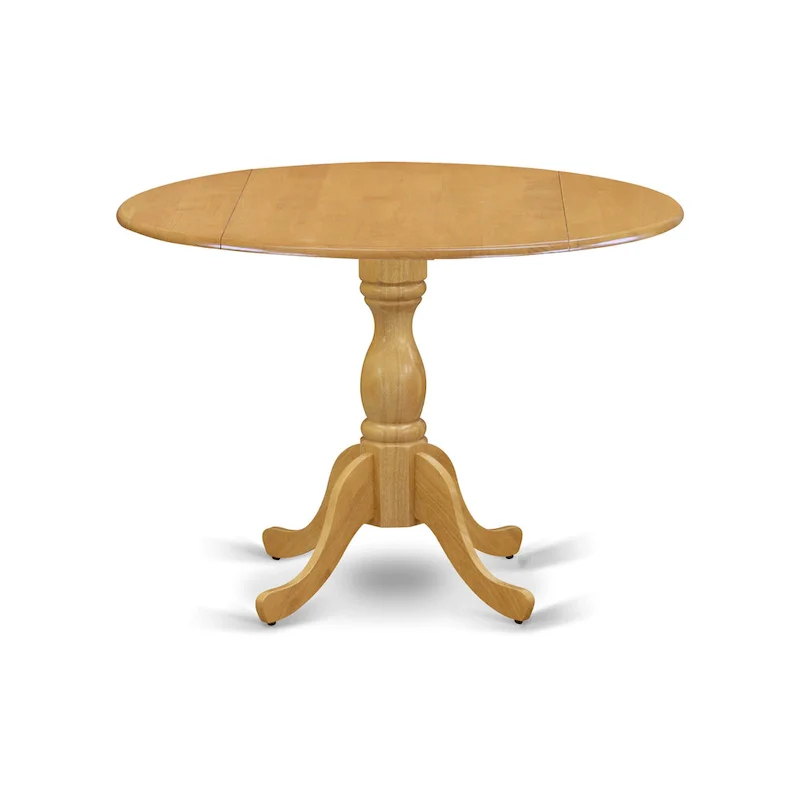 East West Furniture Dublin Modern Kitchen Table - a Round Dining Table Top with Dropleaf & Pedestal Base, (Finish Option)