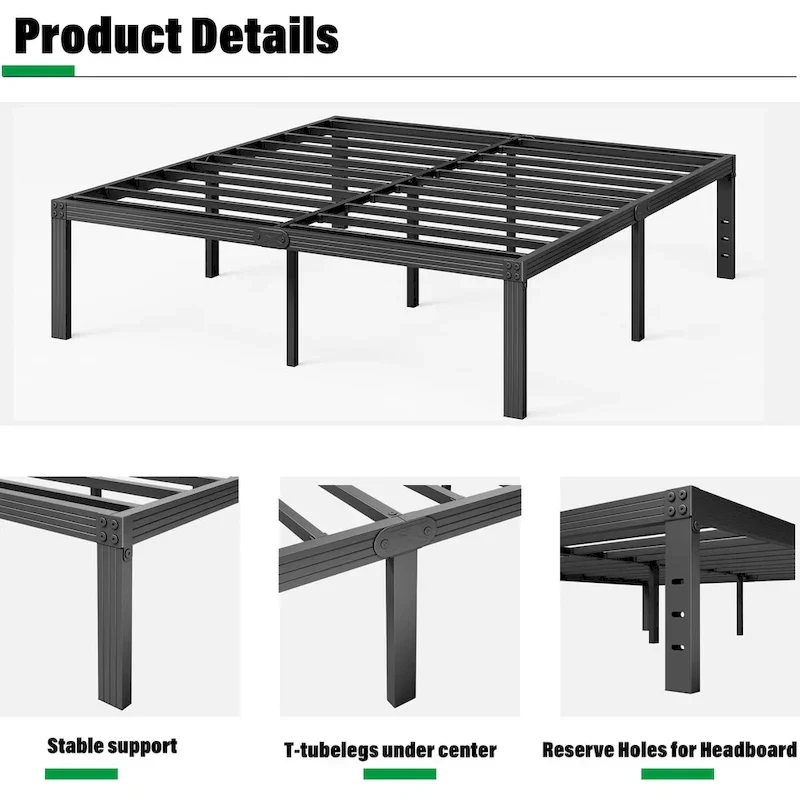 14 Inch Heavy Duty Bed Frame, No Box Spring Needed, Noise Free
