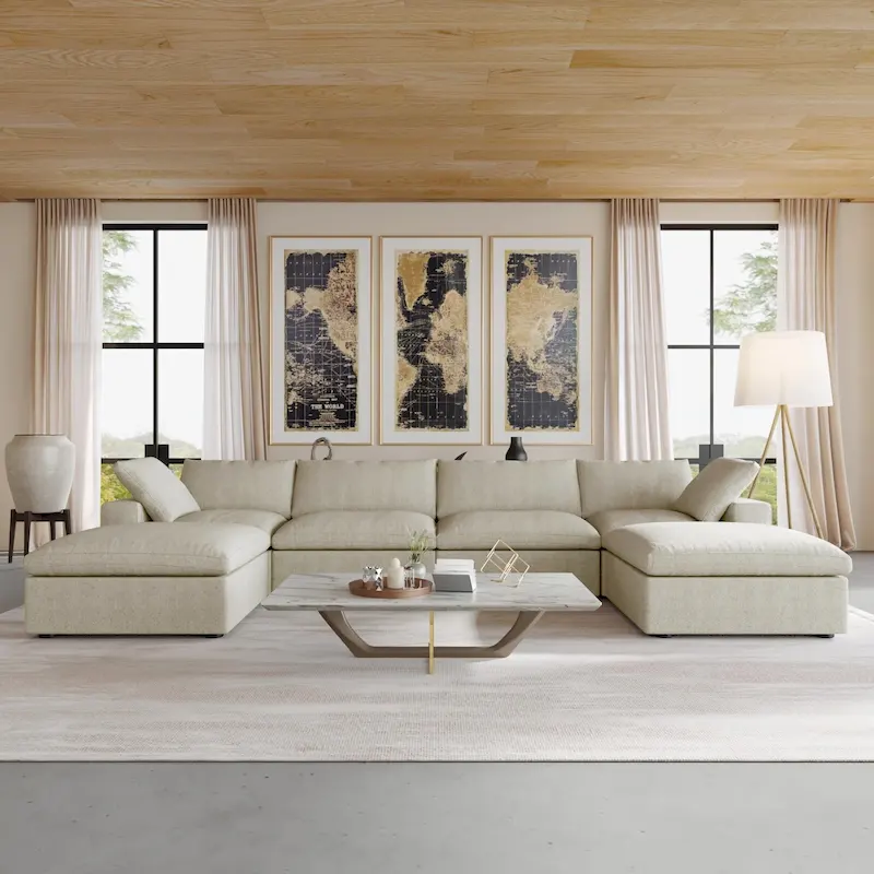 156 Convertible Modular Sectional Sofa Couch, Modern U Shape Minimalism Sofas Couches with Pillows