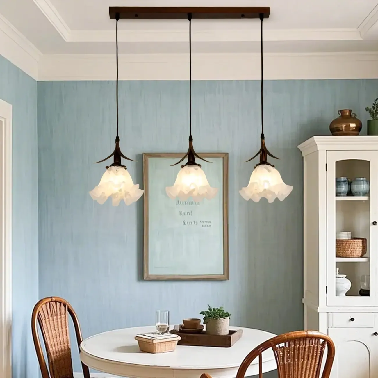 Modern Glass Flower-Shaped Pendant Light for Kitchen