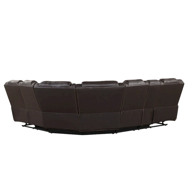 Modern Faux Leather Manual Reclining with Center Console with LED Light Strip,Living Room Furniture Set,PU Symmetrical Couch