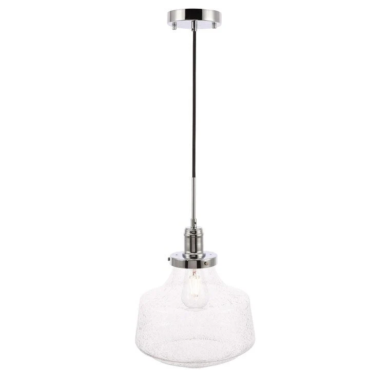 Klyli 11-inch 1-light Clear Seeded Glass Hanging Pendant