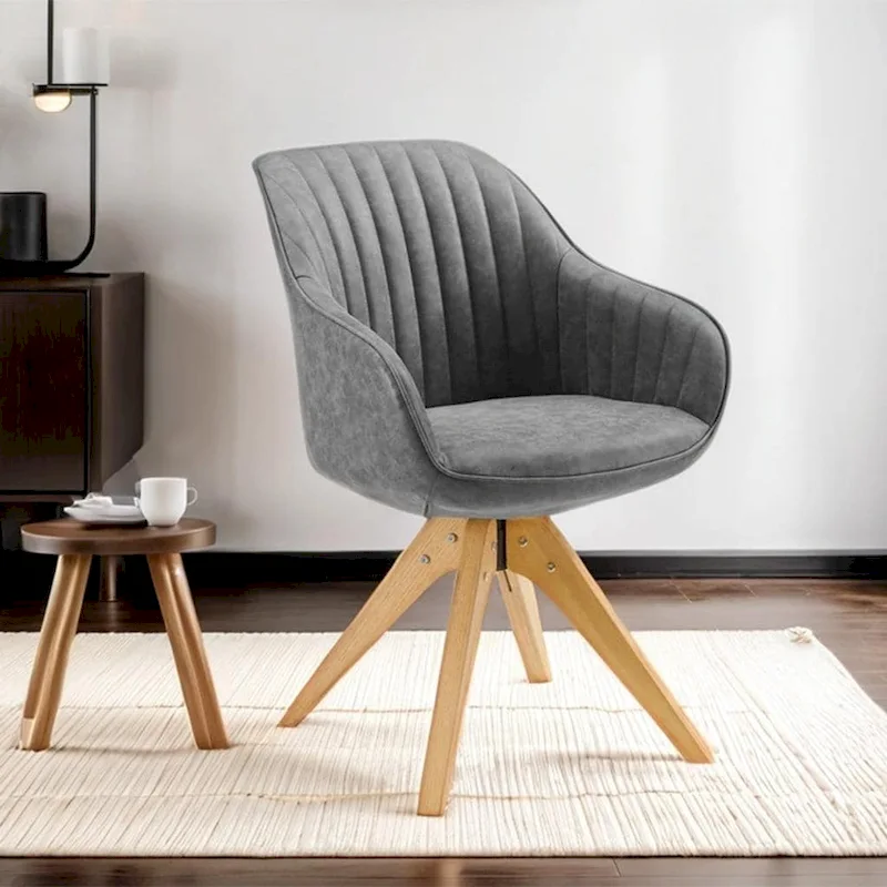 Art Leon Modern Wood Swivel Chair with Oak Legs