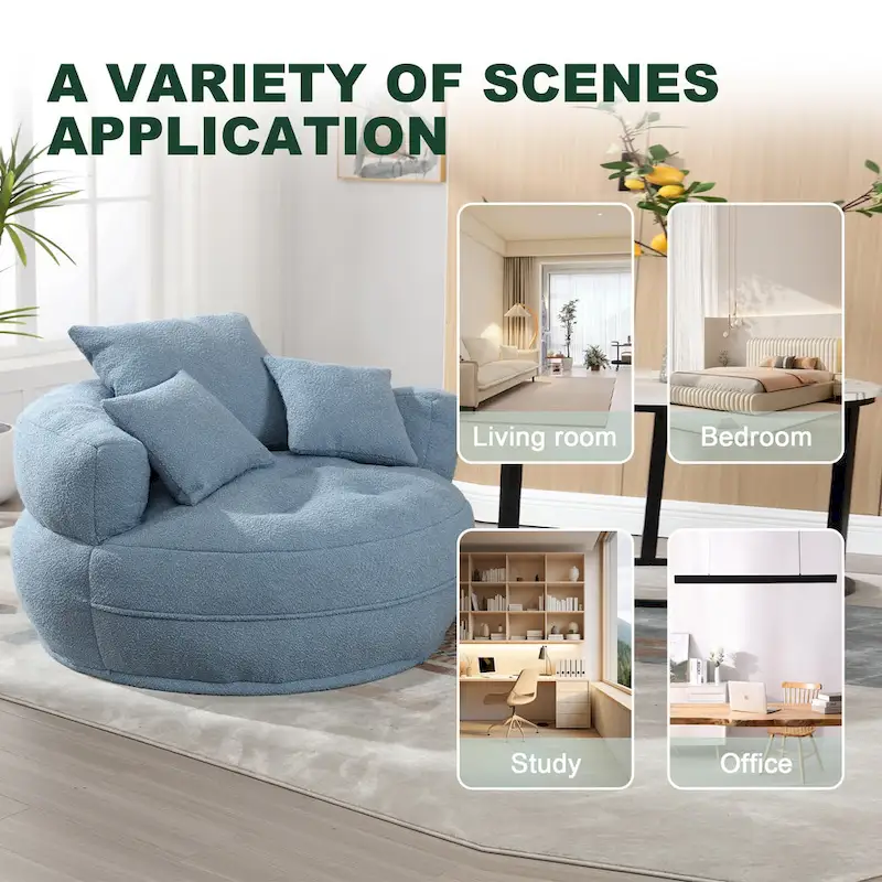 Circular wide living room fabric sofa, balcony homestay lazy sofa chair