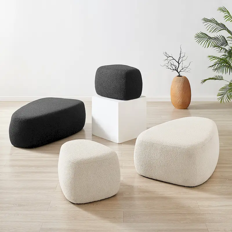 Boucle Ottoman – Charcoal / Beige, Small & Large