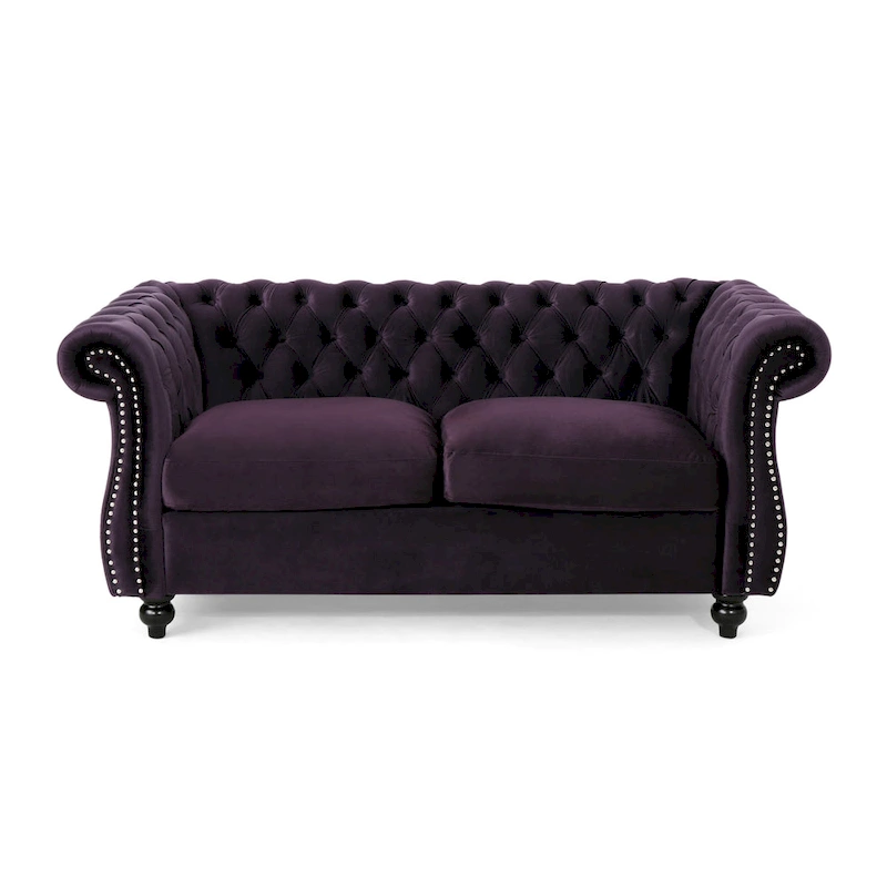 Somerville Upholstered Chesterfield Nailhead Loveseat by Christopher Knight Home