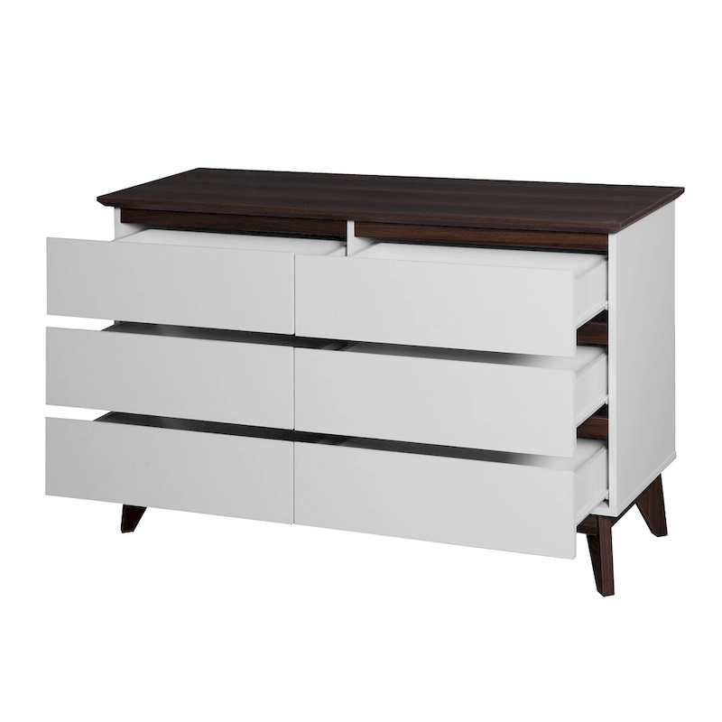 6-Drawer White Wood Dresser