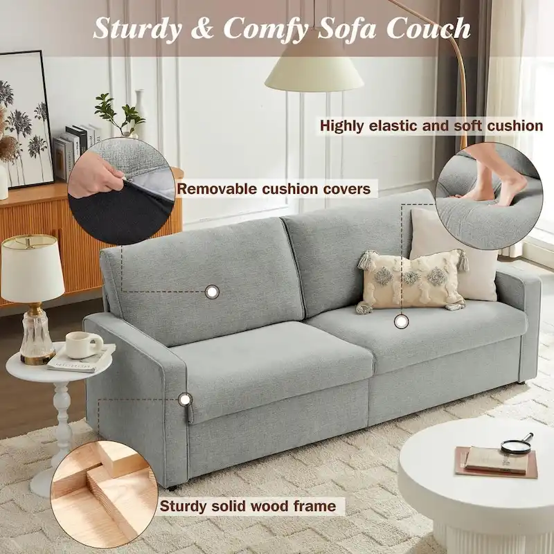 80 Modern Chenille Linen Loveseat Sofa for Living Room