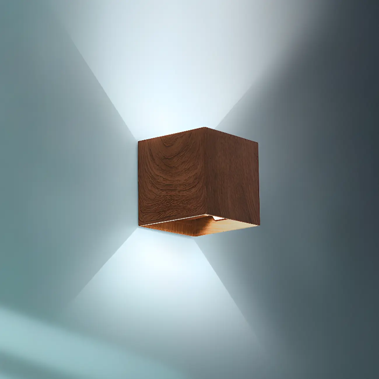 Walnut Geometric 2-Light LED Wall Sconce with Up & Down