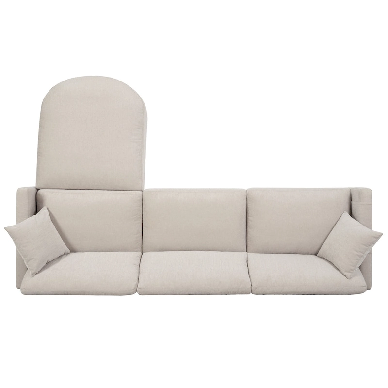 Beige 107.87  Spacious 4-Seater Sofa with Movable Ottoman