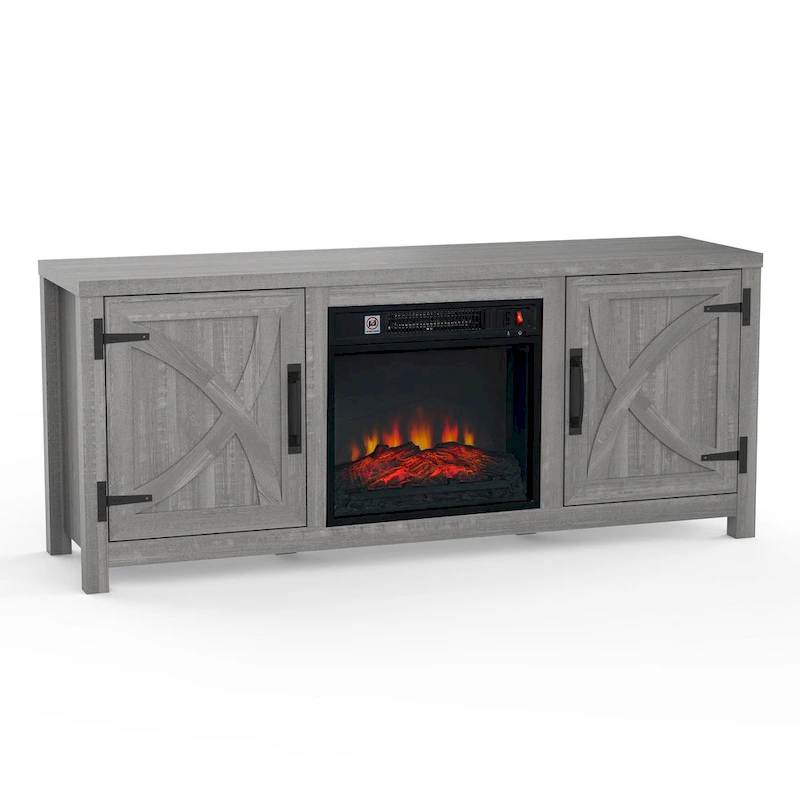 58-inch Grey Electric Fireplace TV Stands Console Table with 18 Electric Fireplace